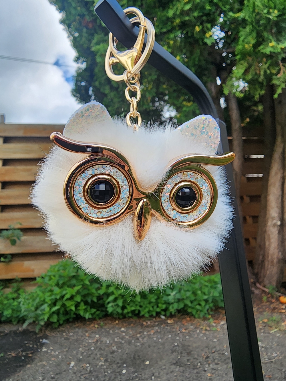 Adorable Owl Faux Fur Pom Keychain Bag Charm - Pick One - Picture 3 of 4